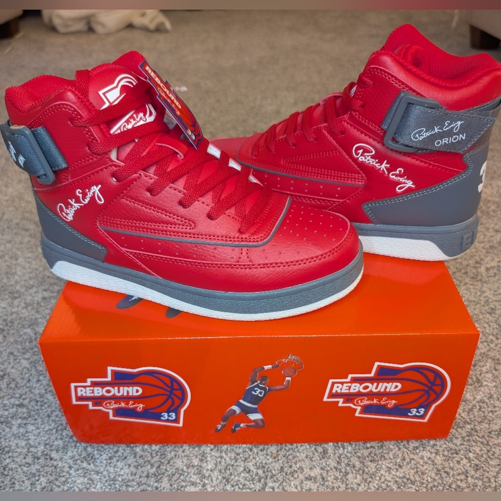 Patrick Ewing Rebound Red and Gray Sneakers